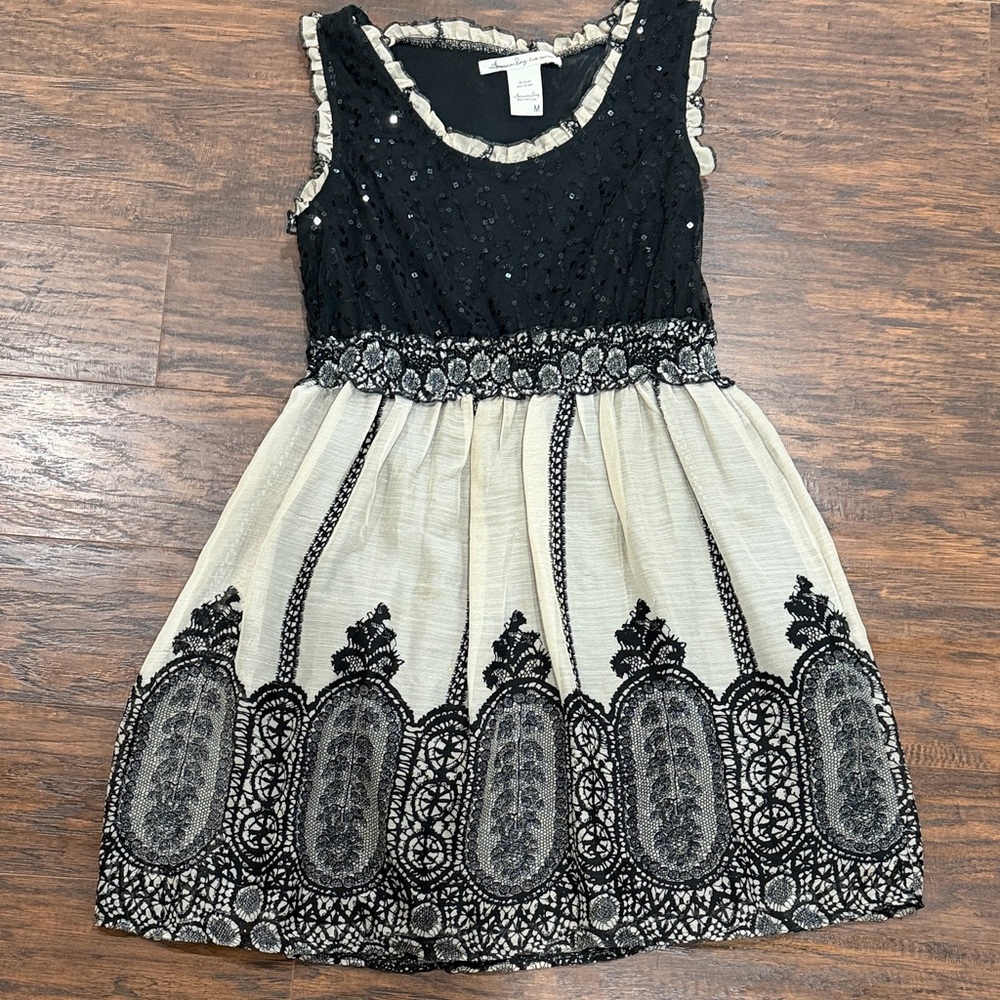 American Rag Black and Cream Mini Dress